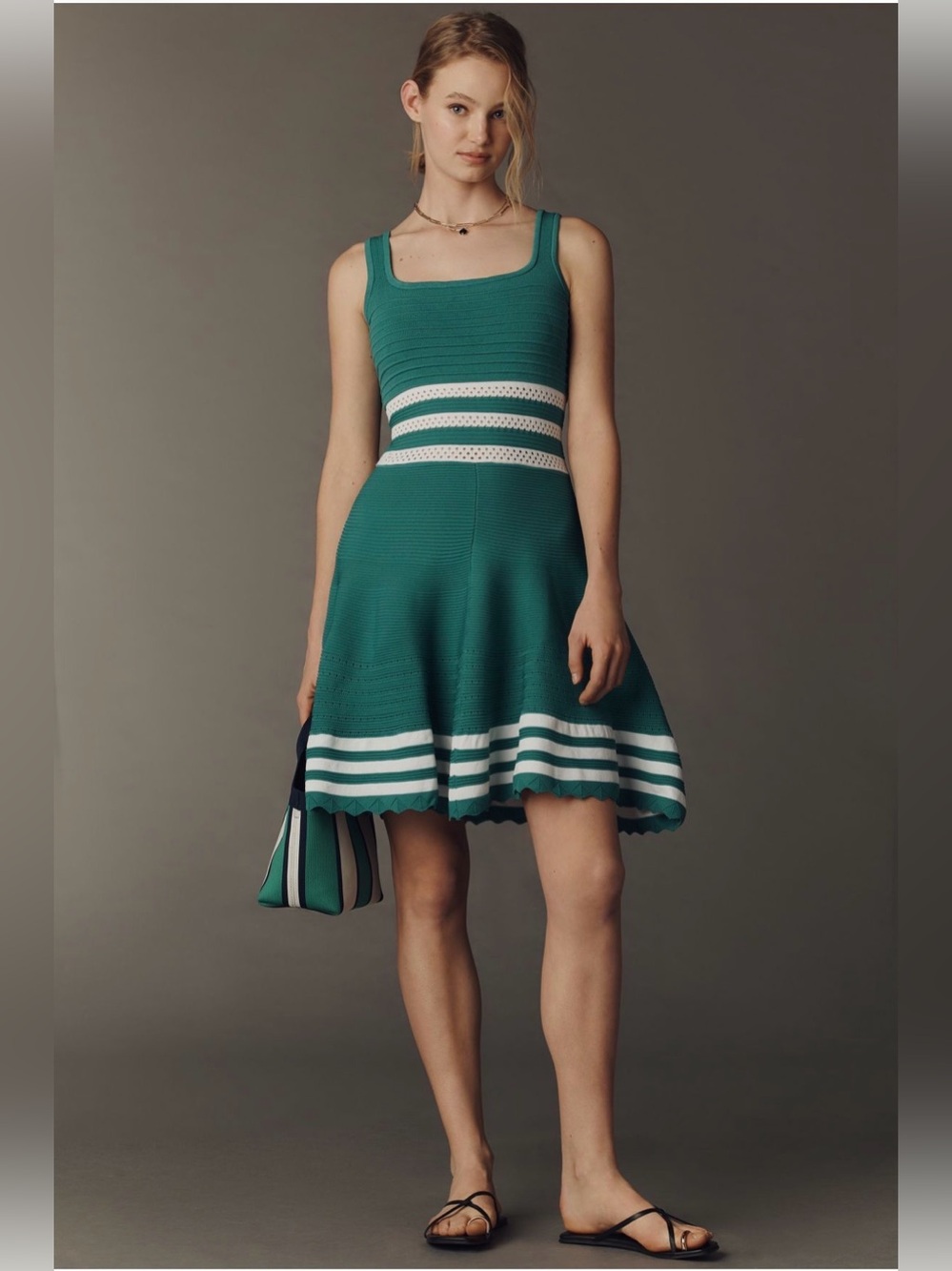 Anthropologie Maeve Sleeveless Square-Neck A-Line Sweater Dress